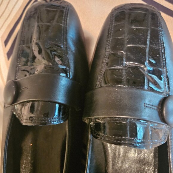 Comfort vintage ballet Flat 100% leather Grandmacore Whimsigoth black loafers 11 - Picture 2 of 11
